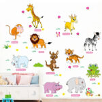 Cartoon animal Forest park wall stickers For kids room wardrobe DIY decorative mural hippo frog zebra lion removable Art sticker - AliExpress - Image 2