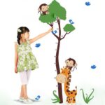 Cartoon animal monkey bird giraffe baby child height measure wall stickers - Image 2