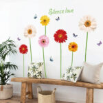 Colorful Flowers With Butterflies Wall Sticker Silence Love Wallpaper For Bedroom Women Living Room Decor Wall Mural - Wall Stickers - Image 2