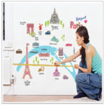 Creative French Landscape City Vinyl Art DIY Wall Stickers Eco-friendly Living Room Home Decor Mural Decal Wallpaper AY9088 - Image 2