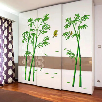 Creative Green Bamboo Wall Stickers Pastoral Style Plane Poster Decals Diy Removable Waterproof Wallpaper For Living Room Decor Xh0779 size 60x90  xh0779c