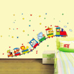 Cute Animal Train Wall Sticker Decal Vinyl Art kids Baby nursery Room Cartoon Decor Home Decor