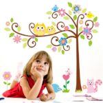 Cute Owl Bird Flower Squirrel Vinyl Mural Art Wall Sticker Decal for kid nursery children Owl Wall Decals