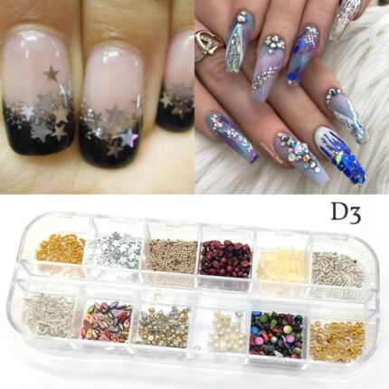 Nail Rhinestones 3D Crystal AB Clear Nail Stones Gems Pearl DIY Nail Art Decorations -d3