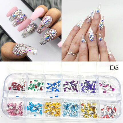 Nail Rhinestones 3D Crystal AB Clear Nail Stones Gems Pearl DIY Nail Art Decorations -d5