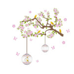 Pond's Seamless Wall Sticker Purple Flower Golden Bird DF5066 Extra Large Size 60x90 - Image 2
