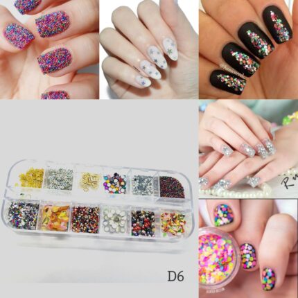 Nail Rhinestones 3D Crystal AB Clear Nail Stones Gems Pearl DIY Nail Art Decorations d6