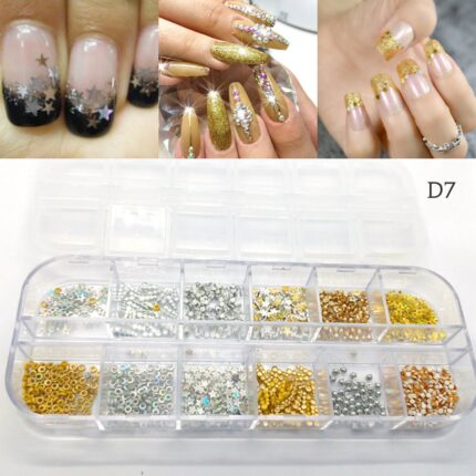 Nail Rhinestones 3D Crystal AB Clear Nail Stones Gems Pearl DIY Nail Art Decorations -d7