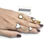 Punk Cool Hip Pop Rings Multi-layer Adjustable Chain Four Open Finger Rings Alloy Women Rotate Rings for Women Party Gift