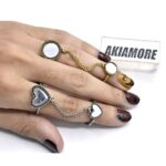Punk Cool Hip Pop Rings Multi-layer Adjustable Chain Four Open Finger Rings Alloy Women Rotate Rings for Women Party Gift - Image 2