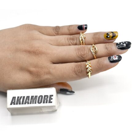 pack of 3 exquisite personality knuckle rings with stars and coin inlaid rhinestone design in burnished