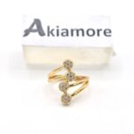 Fashion zircon gold-color v shaped ring double layers women new Ring For Women