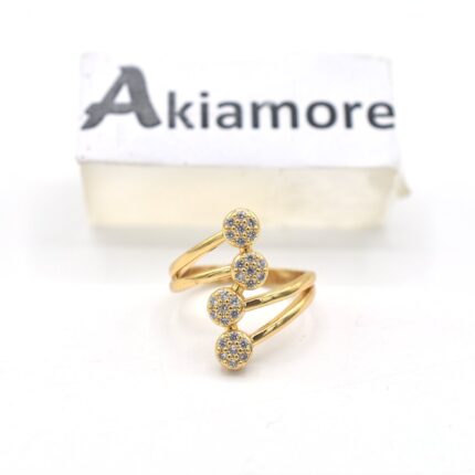 Fashion zircon gold-color v shaped ring double layers women new Ring For Women