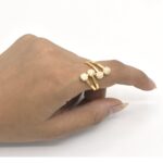 Fashion zircon gold-color v shaped ring double layers women new Ring For Women - Image 3