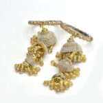 Golden and Red Bridal jhumka Latkan Pearl Bangles For Women - Image 6
