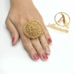 Golden Ring Gold Color Engagement Adjustable Size Finger Ring