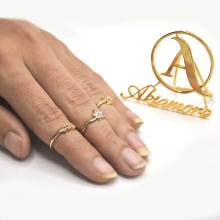 3 Pair Female Golden Party Ring Set Fashion  Round Engagement Rings For Women