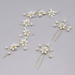 1 Set Wedding Headdress Accessories Hearband Haripin Handmade Flower Pearl Hair Band Headdress Flower Girl Hair Vine - Image 3