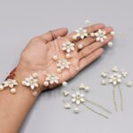 1 Set Wedding Headdress Accessories Hearband Haripin Handmade Flower Pearl Hair Band Headdress Flower Girl Hair Vine
