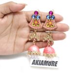 Fashion Colorful Tassel Indian Jhumka Earrings For Women Ethnic Vintage Gold Alloy Oxidized Bell Dangle Earrings - Image 6