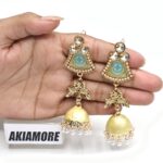 Fashion Colorful Tassel Indian Jhumka Earrings For Women Ethnic Vintage Gold Alloy Oxidized Bell Dangle Earrings - Image 12