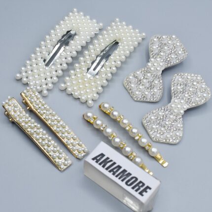 4 Pair Fashion Metal Pearl Hair Clips Decorations Women Hairpins Hair Barrettes Floral Girls Headwear Clamps Styling Accessories