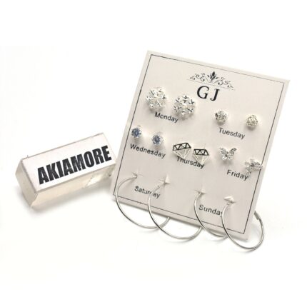 7 Pair/ Silver Earrings Set Small Big Circle Earrings for Women Crystal  Earring Sets