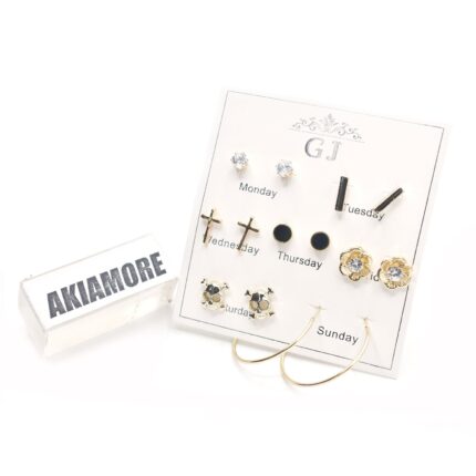 Pairs Classic Fashion Color CZ Element Stud Earrings for Women