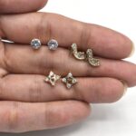 3 Pairs Crystal Stud Small Earrings  Set Gold Color Cubic Zircon Earrings for Women - Image 2