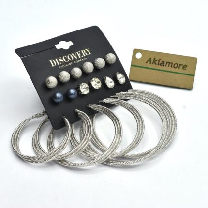Pack of 3 Pair Sliver Bali And Hoop Earring For Girl