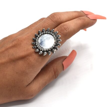 Black Mirror Adjustable Finger Ring