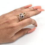 Golden Color Cross Circle Zircon Gold Plated Rings For Women / Girls