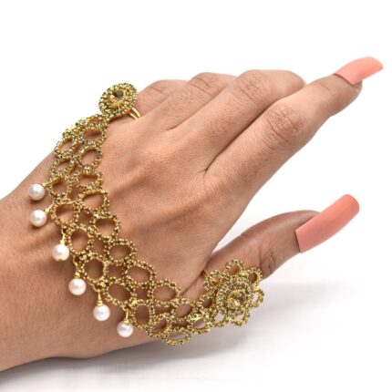 ring Hot hollow carved flowers dendrites crystal double finger conjoined ring