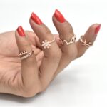 Pack Of 4 - Shiny Punk Style Golden Mid Ring Set - Small