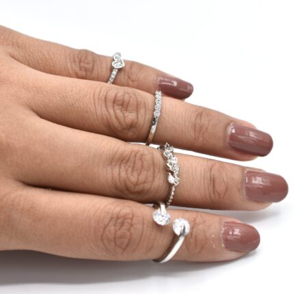 Pack Of 4 - Shiny Punk Style Golden Mid Ring Set