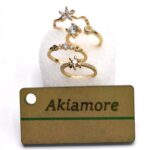 Pack Of 4 - Shiny Punk Style Golden Mid Ring Set - Small