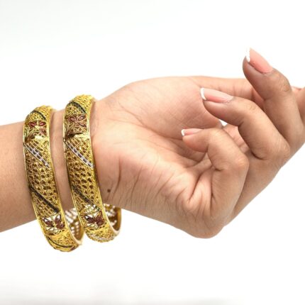 2 Imported Golden Artificial Bridal Bangles For Girls and Women