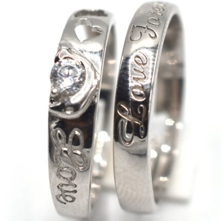 Love Heart Zircon Adjustable Ring Hollow Endless Love Lovers Couples Rings for Women Men