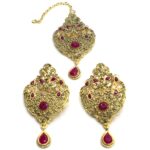 Golden Artificial Bridal Maang Tikka earrings