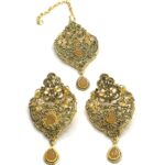 Golden Artificial Bridal Maang Tikka earrings - Image 2