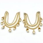Gold Plated Bridal Daimonds Sahara Jhoomar (Pair) - Image 2