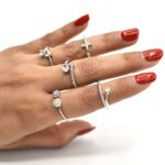 Pack Of 5 - Shiny Punk Style Golden Mid Ring Set - Small