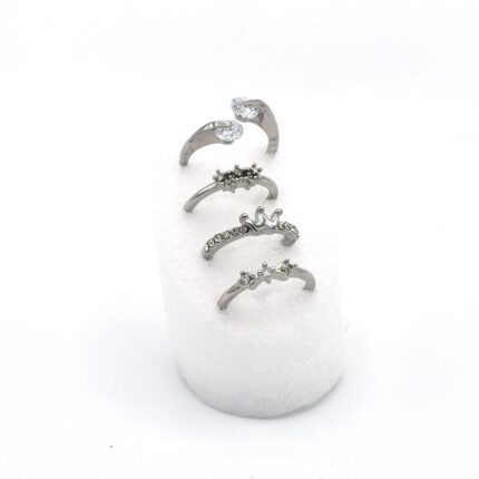 Pack of 4 Silver Color Geometric Rings for Women Adjustable Round Triangle Finger Rings