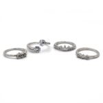 Pack of 4 Silver Color Geometric Rings for Women Adjustable Round Triangle Finger Rings - Image 3