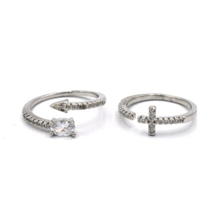 Pack of 2 Silver Finger Rings for Women