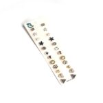 Fashion 12 pair/set Women Square Crystal Heart Stud Earrings for Women