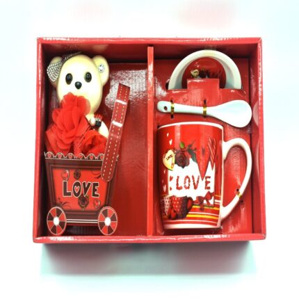 Coffee Mug and Teddy Bear  Cup Milk Mugs With Lid Spoon Home Drinkware Lovers Gift Wedding Gift