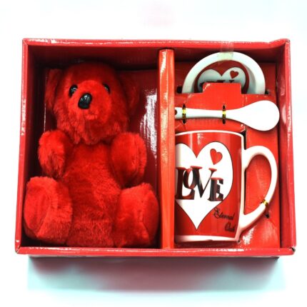 Gift Box  Beautifull Red Teddy Bear Coffee Mug and spoon