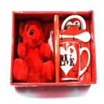 Gift Box  Beautifull Red Teddy Bear Coffee Mug and spoon - Image 2