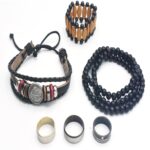 2020 New Fashion Men and Women Bracelet Sets and Rings Set  Multi-layer Leather Feather Bracelet and Fashion Men's Bracelet Giftt - Image 2